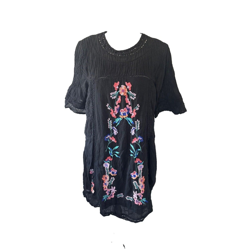 Free People Women’s Perfectly Victorian Embroidered Boho Shift Dress Size M